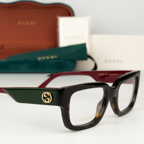 BRAND NEW Gucci GG1666O 006 Havana Red Demo Women Square Eyeglasses GG 1666O - Picture 1 of 8